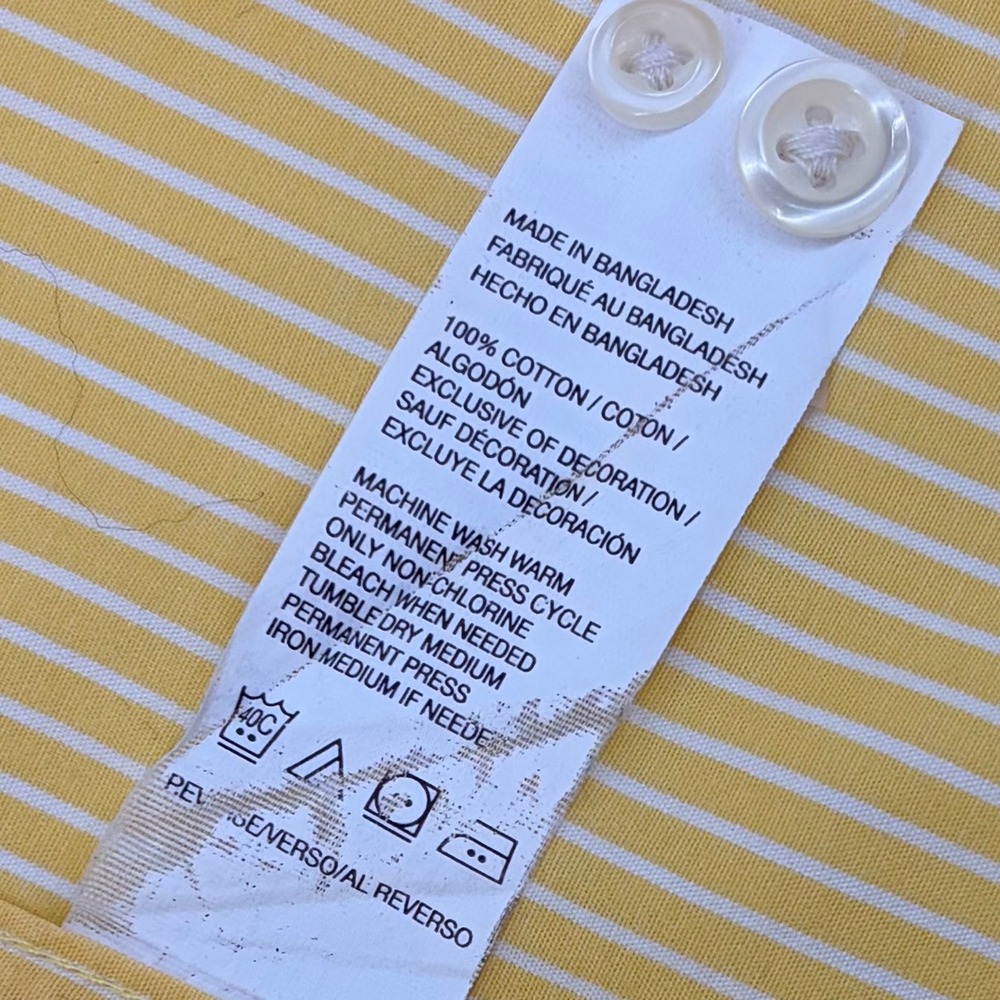IZOD Button Down Shirt Mens XXL Yellow White Striped Long Sleeve Preppy Classic - Picture 8 of 9